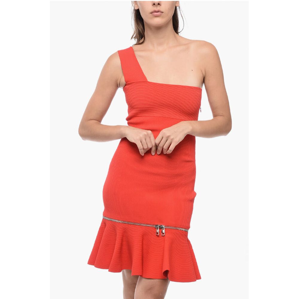 One-Shoulder Dress With Ruffles And Zip Detail