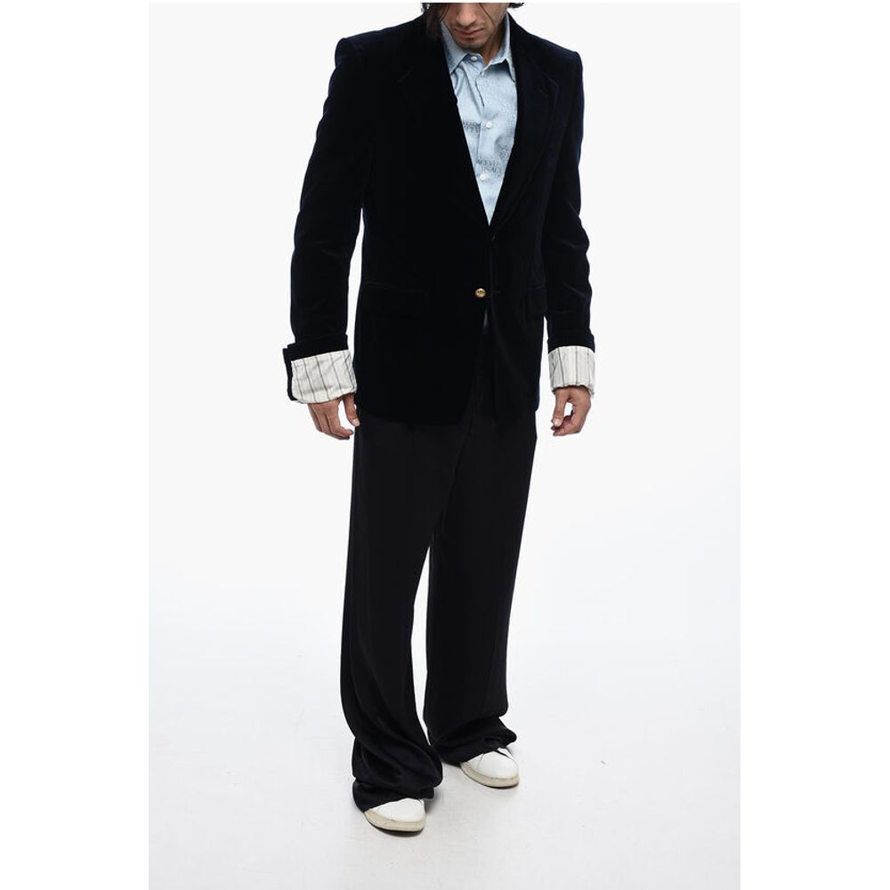 Velvet Blazer with Contrasting Cuffs