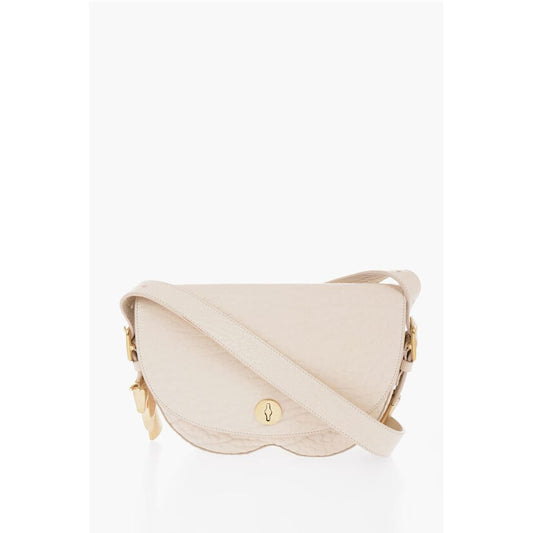Grained Leather Satchel Bag with Asymmetric Hem