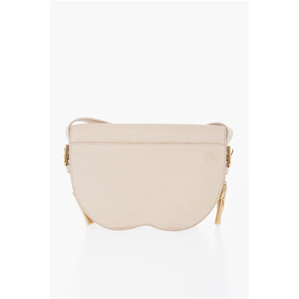 Grained Leather Satchel Bag with Asymmetric Hem
