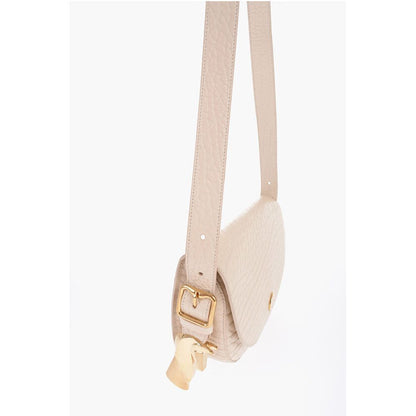 Grained Leather Satchel Bag with Asymmetric Hem