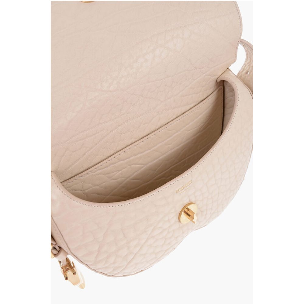 Grained Leather Satchel Bag with Asymmetric Hem