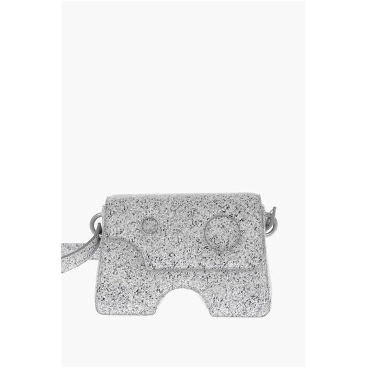 Marble Effect Leather BURROW Crossbody Bag with Cut-Out Deta