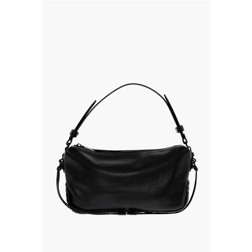 Solid Color Leather BIKER TIRE Bag with Removable Shoulder S
