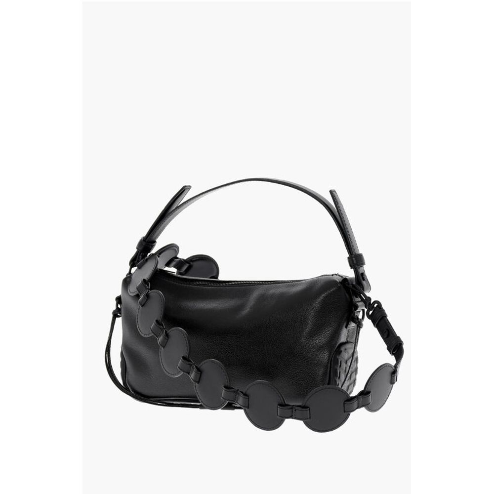 Solid Color Leather BIKER TIRE Bag with Removable Shoulder S