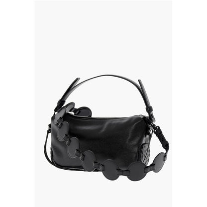 Solid Color Leather BIKER TIRE Bag with Removable Shoulder S