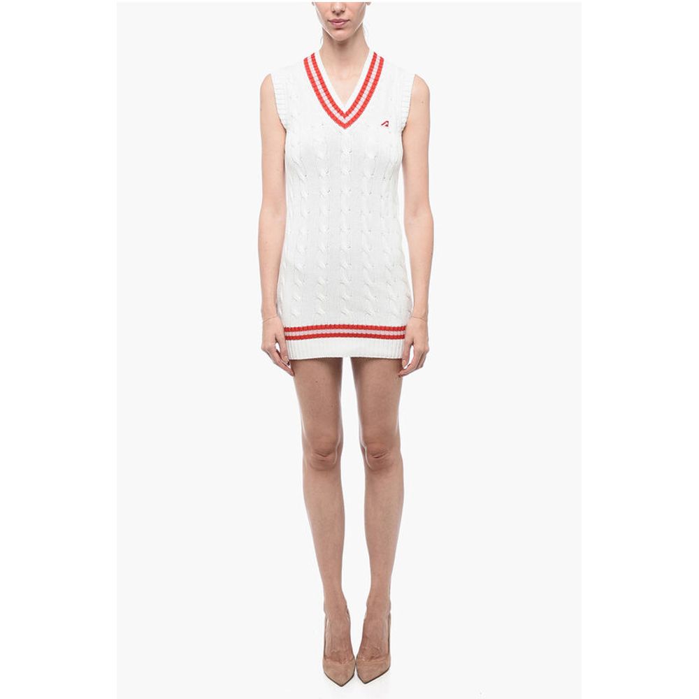 V Neck Aran Cotton Minidress