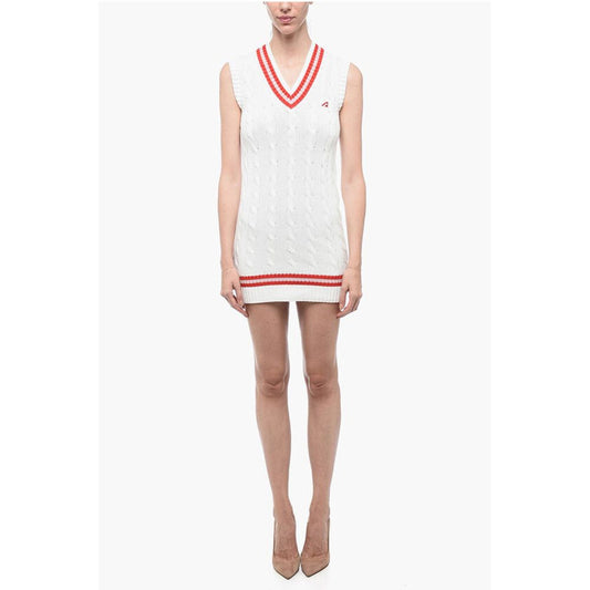 V Neck Aran Cotton Minidress