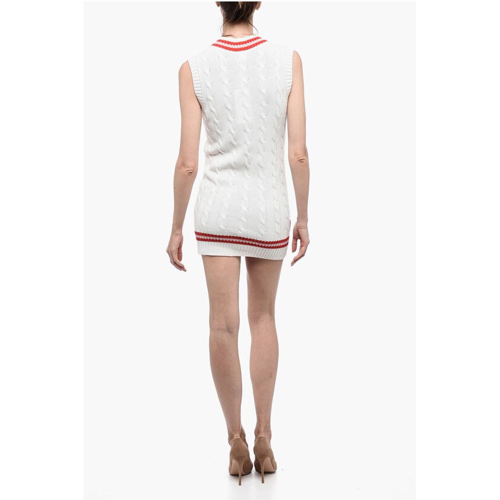 V Neck Aran Cotton Minidress