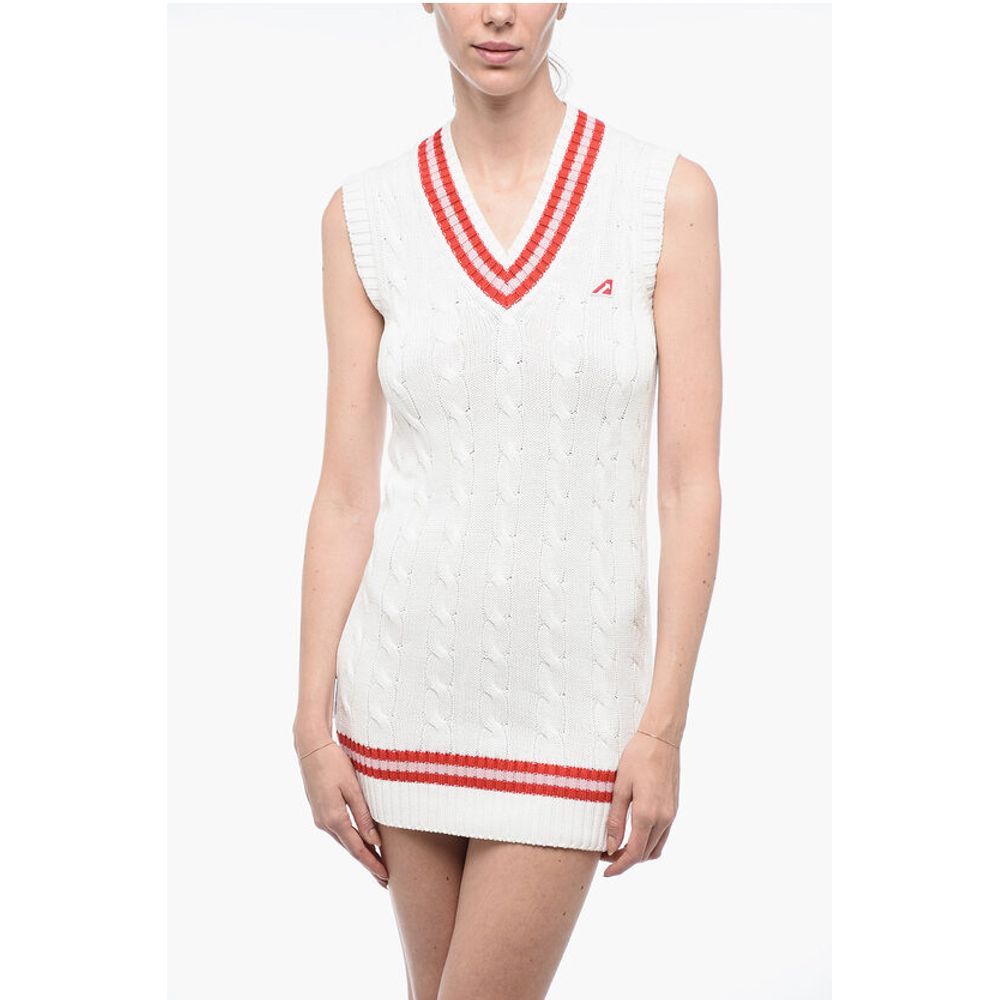 V Neck Aran Cotton Minidress