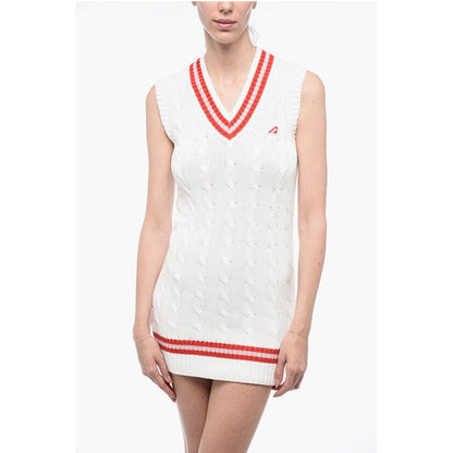 V Neck Aran Cotton Minidress