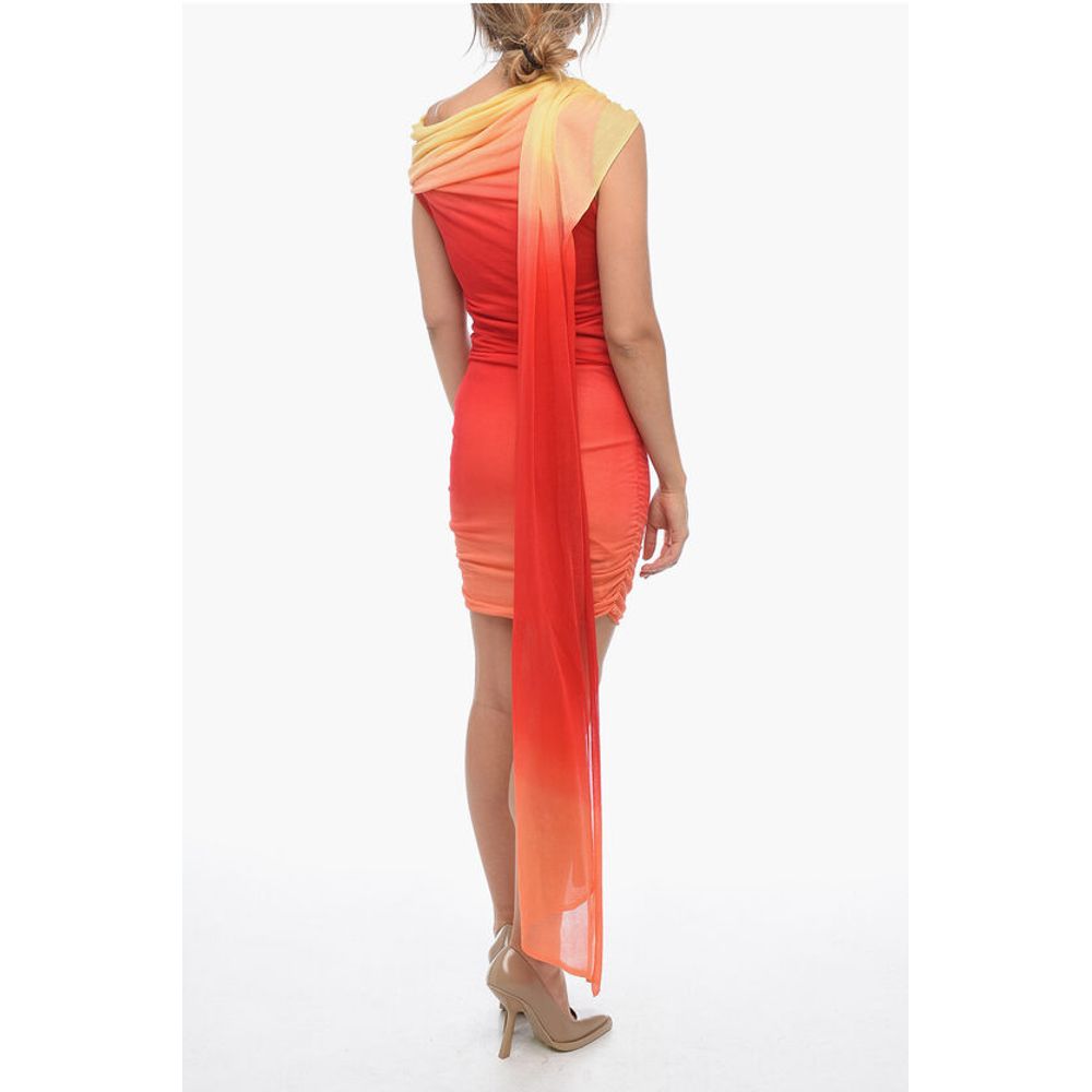 Degradè Silk Chiffon Sheath Dress with Drape