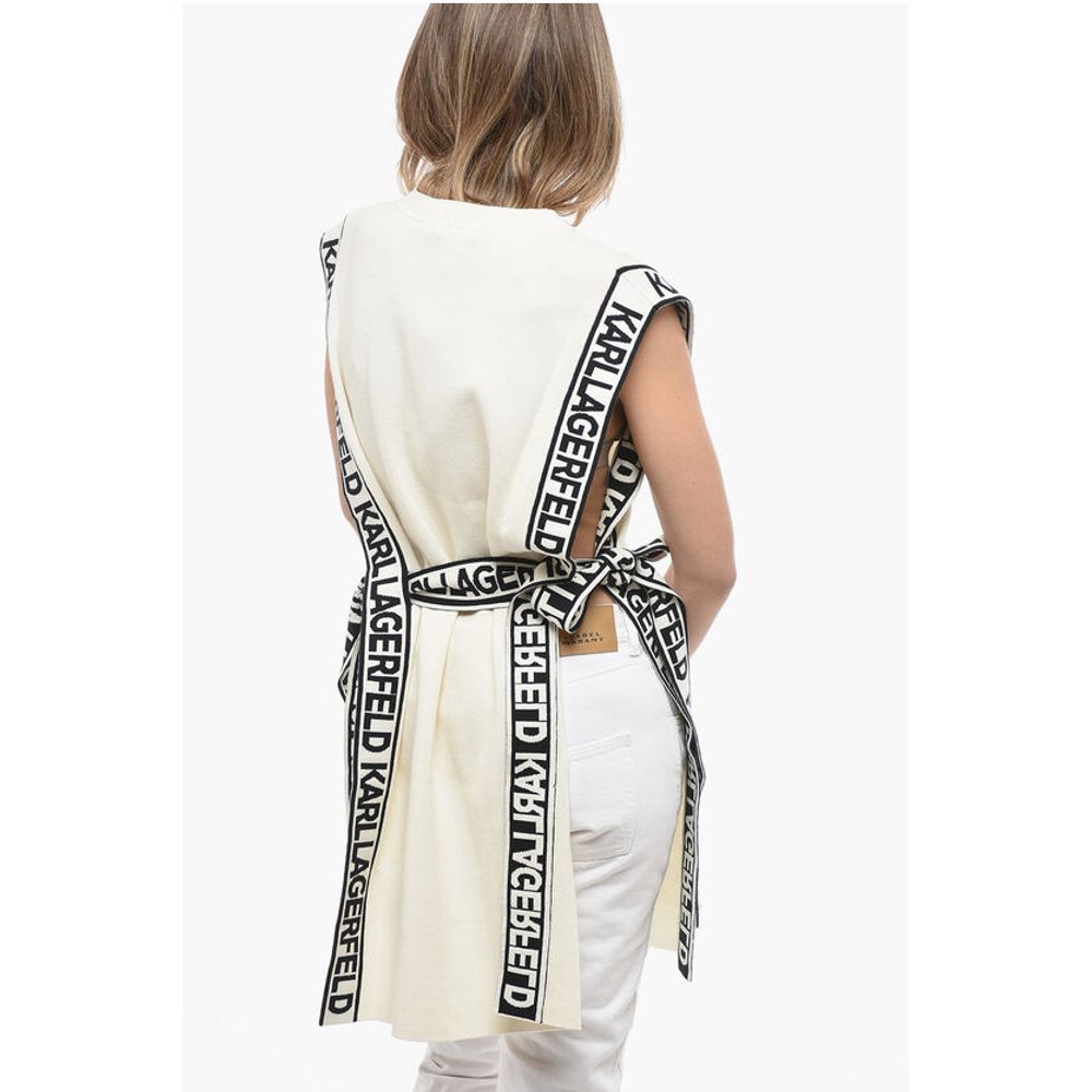 Knitted Crew-neck Tunic Dress with Logoed Belt