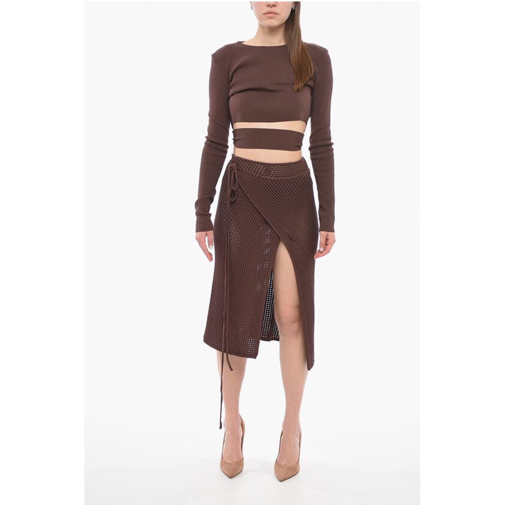 Woven Knit Wrap Skirt