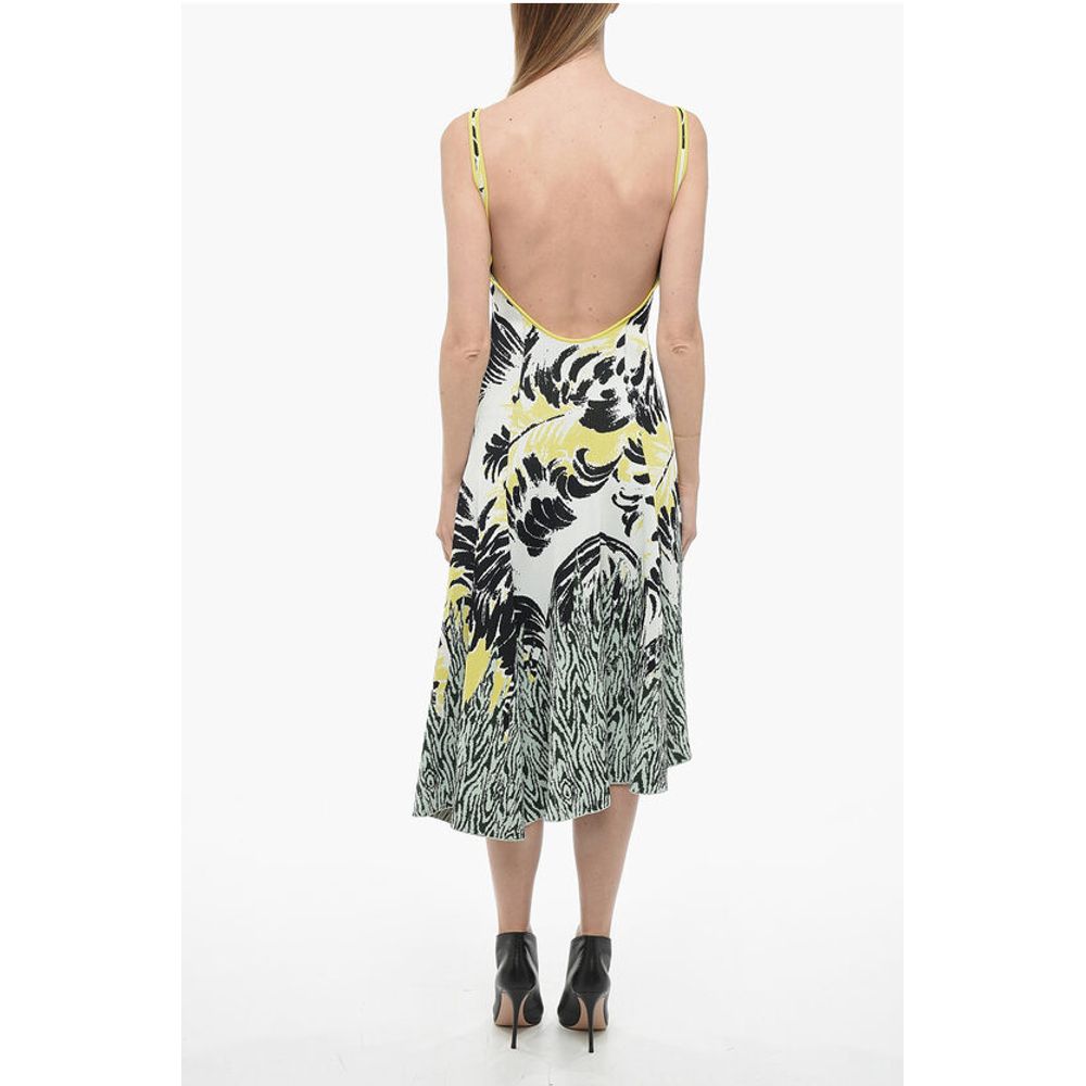 Embroidered Jacquard Dress with Open Back