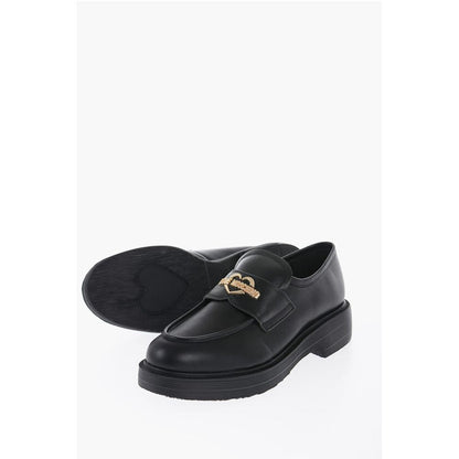 LOVE Leather Loafers with Golden Logo