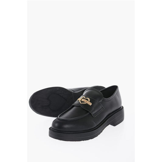 LOVE Leather Loafers with Golden Logo