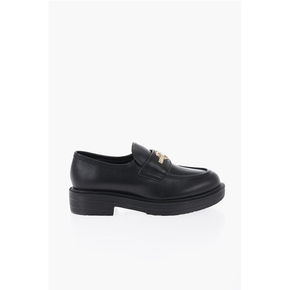 LOVE Leather Loafers with Golden Logo