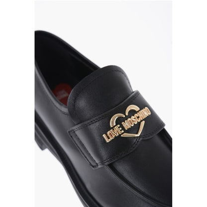 LOVE Leather Loafers with Golden Logo