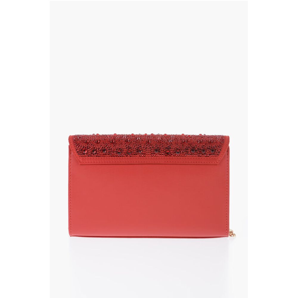 LOVE Faux Leather Crossbody Bag Embellished with Rhinestones