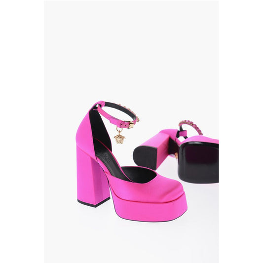 Jewel Strap Satin Platform Pumps 12cm
