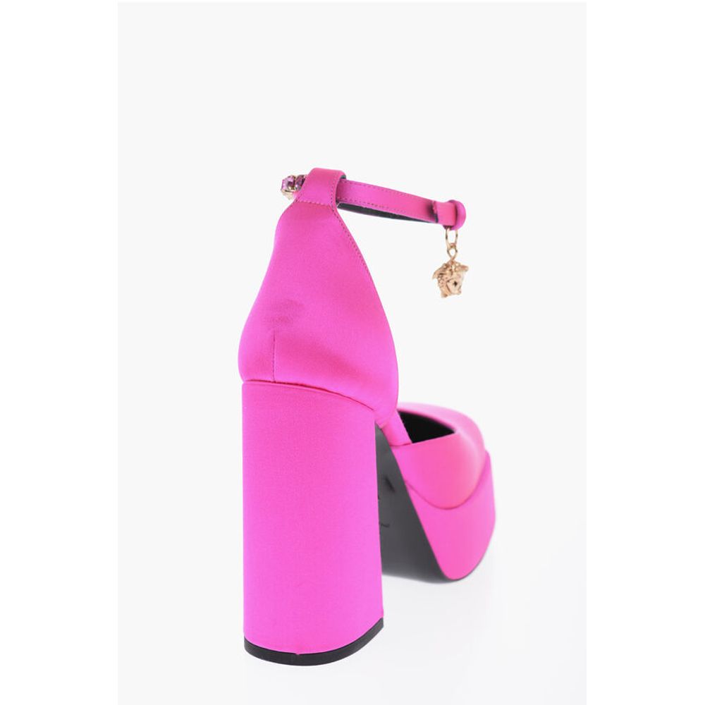 Jewel Strap Satin Platform Pumps 12cm
