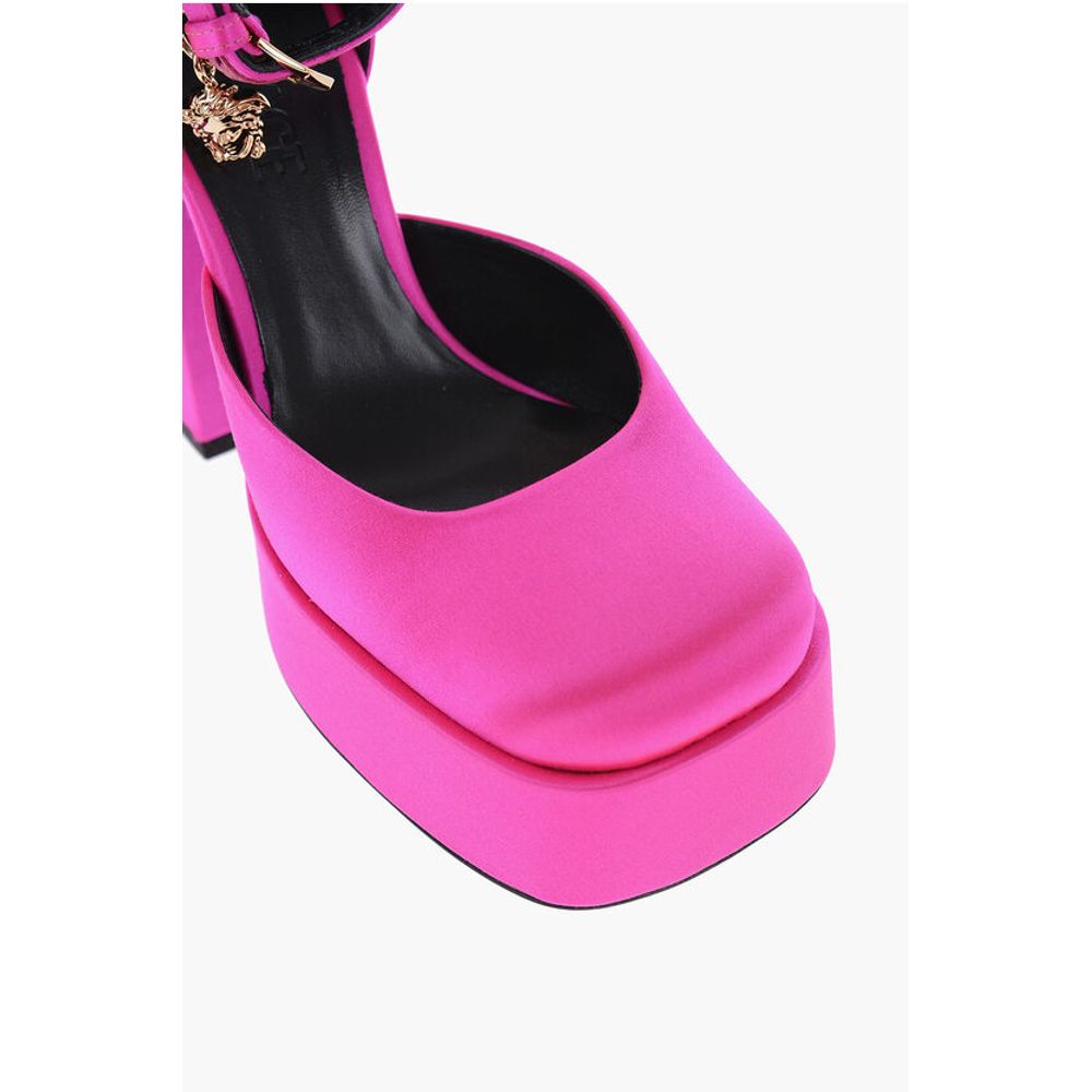 Jewel Strap Satin Platform Pumps 12cm