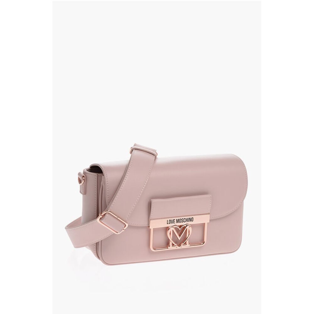 LOVE Faux Leather Bag with Metal Logo and Removable Shoulder
