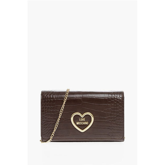 LOVE Crocodile Effect Faux Leather Bag with Golden Chain