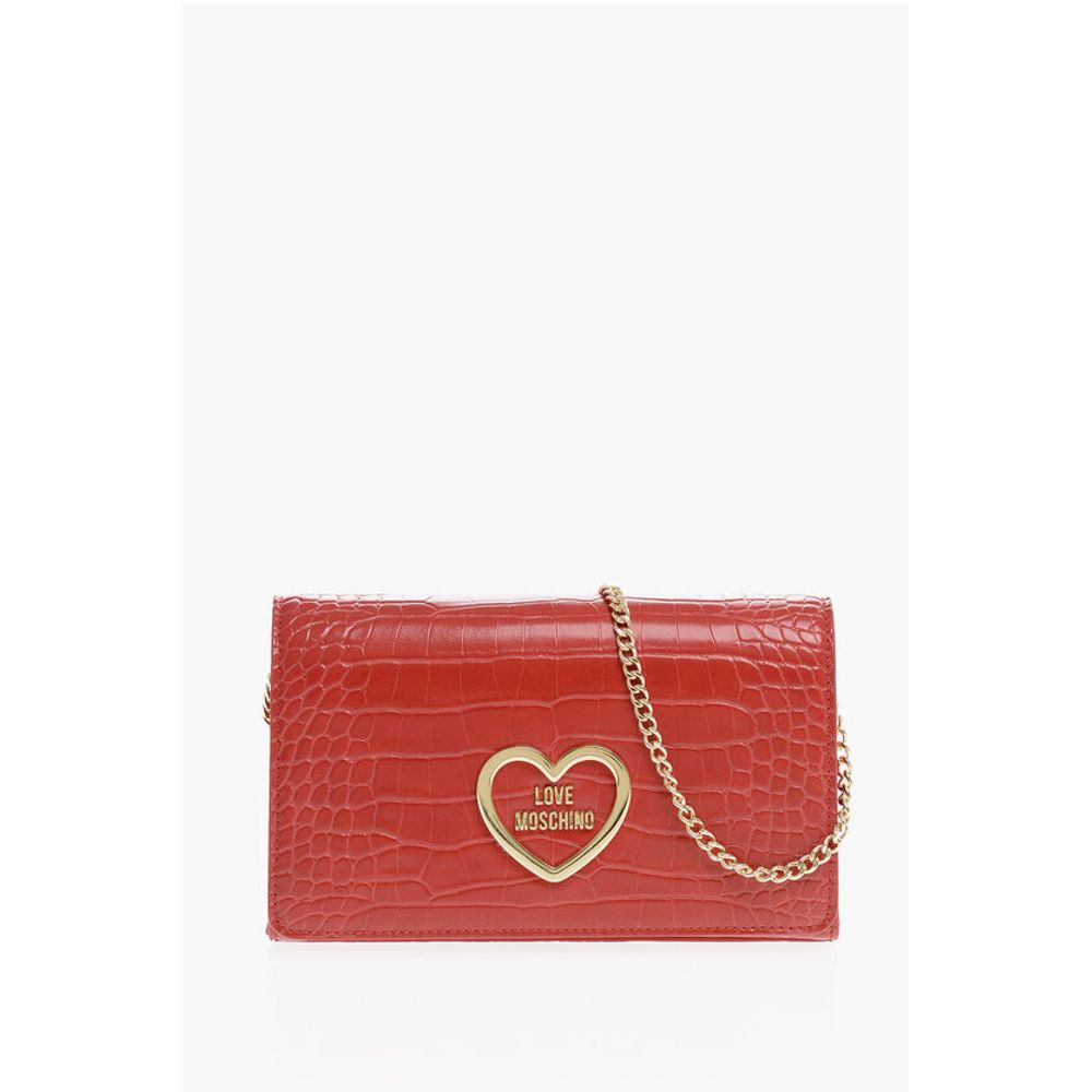 LOVE Crocodile Effect Faux Leather Bag with Chain Shoulder S