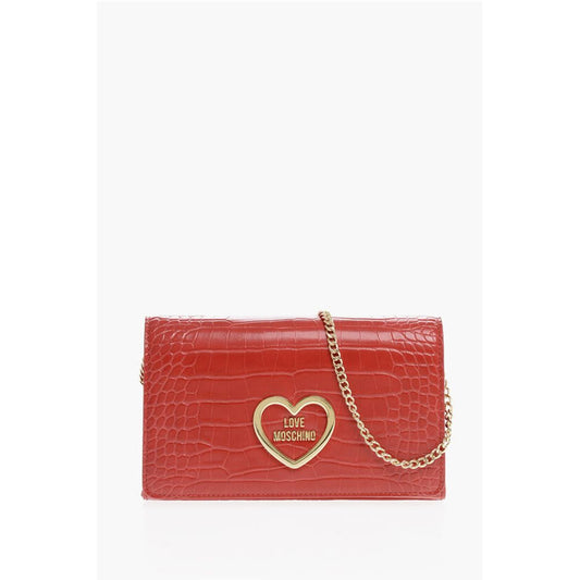 LOVE Crocodile Effect Faux Leather Bag with Chain Shoulder S