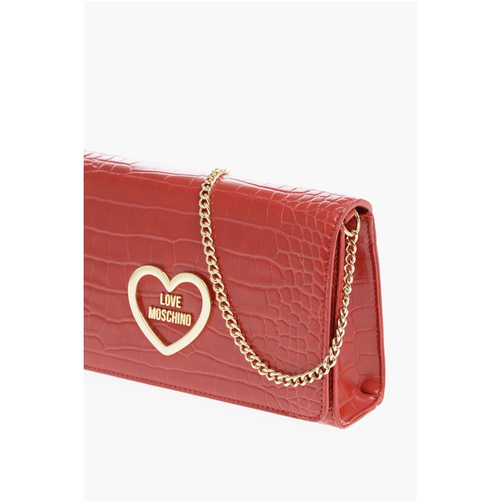 LOVE Crocodile Effect Faux Leather Bag with Chain Shoulder S