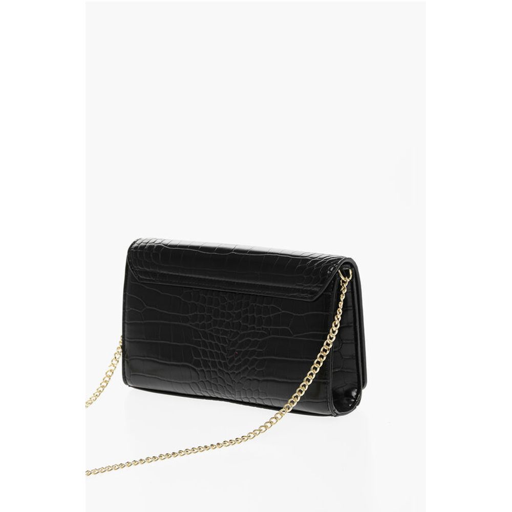 LOVE Crocodile Effect Faux Leather Bag with Golden Chain