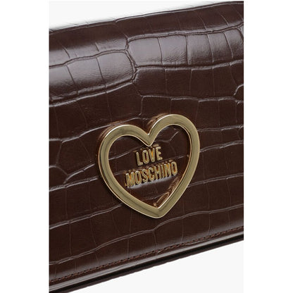 LOVE Crocodile Effect Faux Leather Bag with Golden Chain