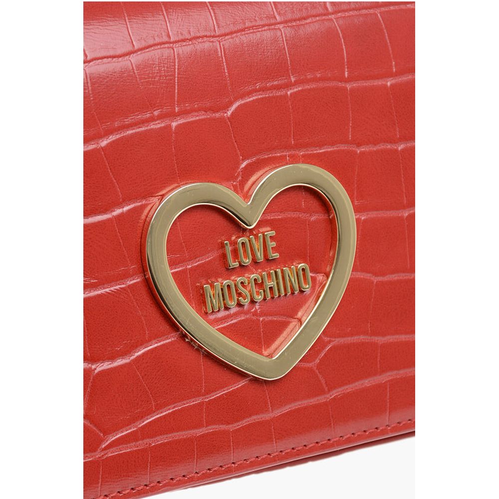 LOVE Crocodile Effect Faux Leather Bag with Chain Shoulder S
