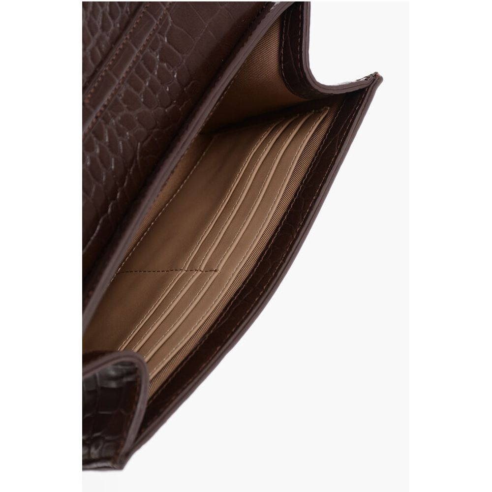 LOVE Crocodile Effect Faux Leather Bag with Golden Chain