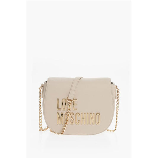LOVE Faux Leather Saddle Bag with Golden Chain and Maxi Logo