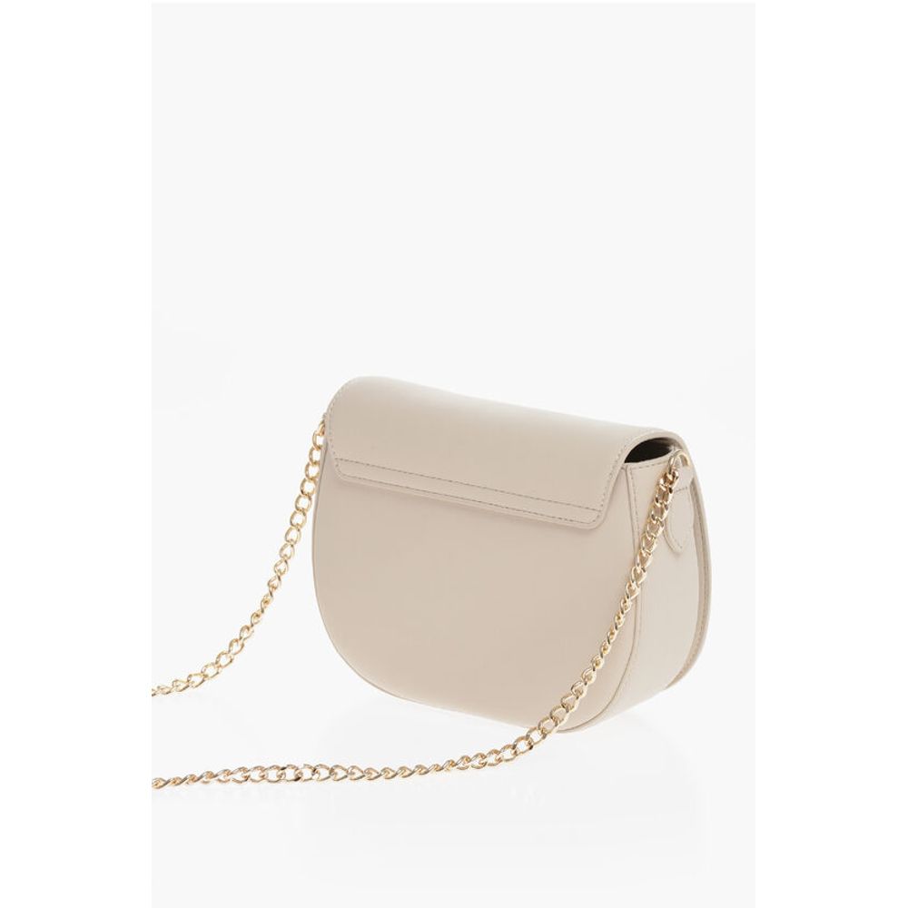 LOVE Faux Leather Saddle Bag with Golden Chain and Maxi Logo