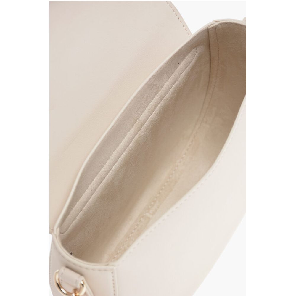 LOVE Faux Leather Saddle Bag with Golden Chain and Maxi Logo