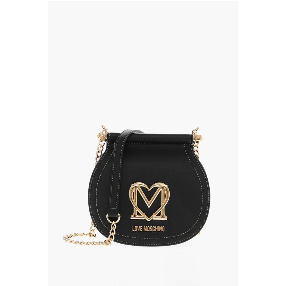 LOVE Faux Leather Bag with Chain Shoulder Strap and Golden L