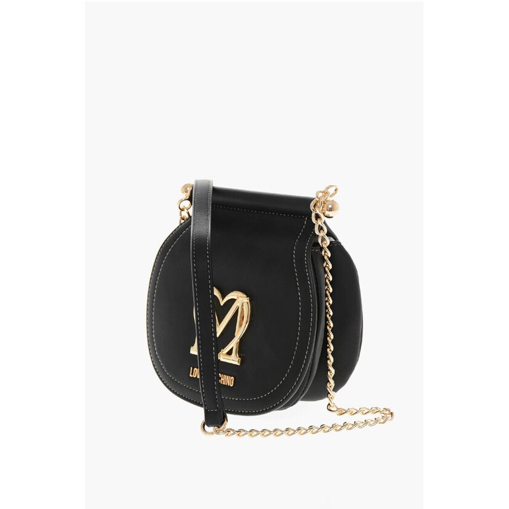 LOVE Faux Leather Bag with Chain Shoulder Strap and Golden L
