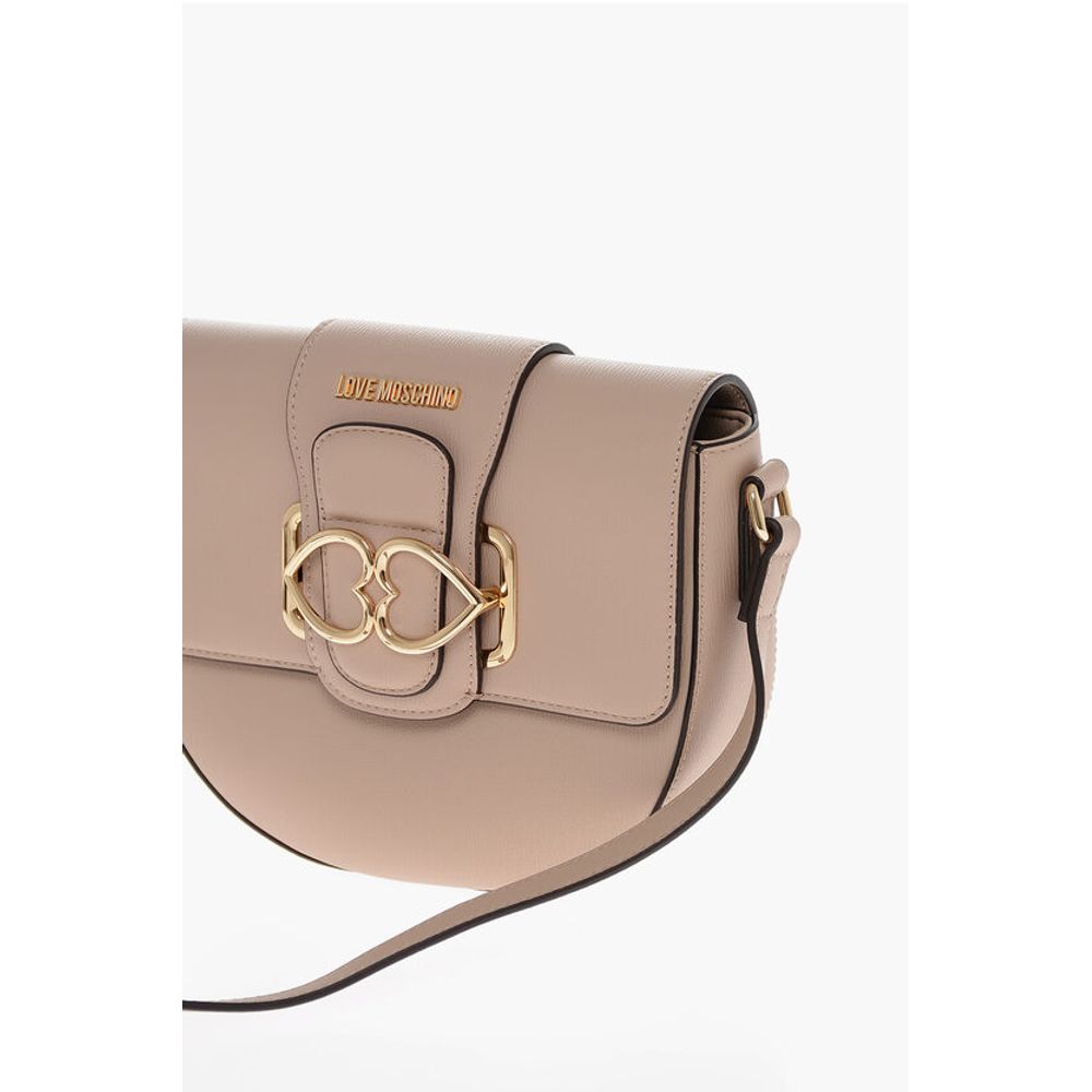 LOVE Faux Leather Crossbody Bag with Double Metal Heart