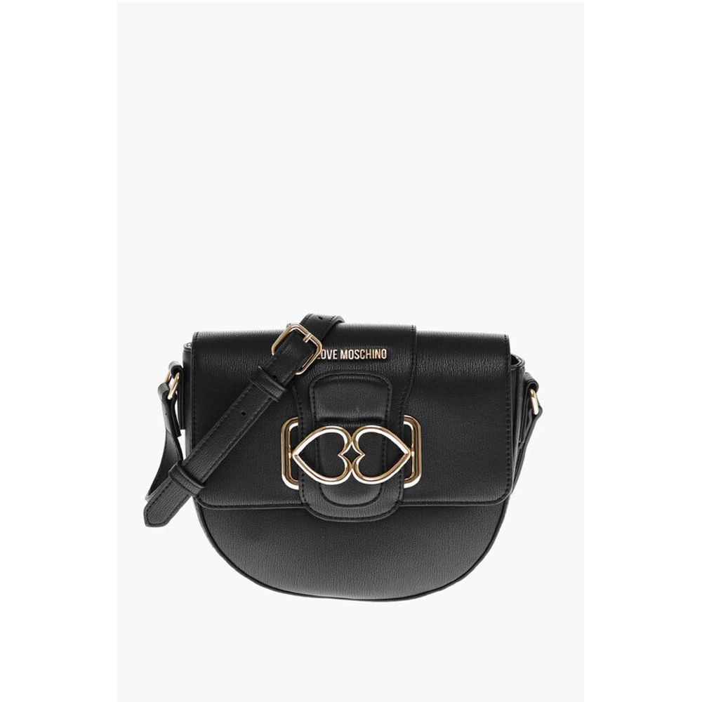 LOVE Faux Leather Crossbody Bag with Double Metal Heart