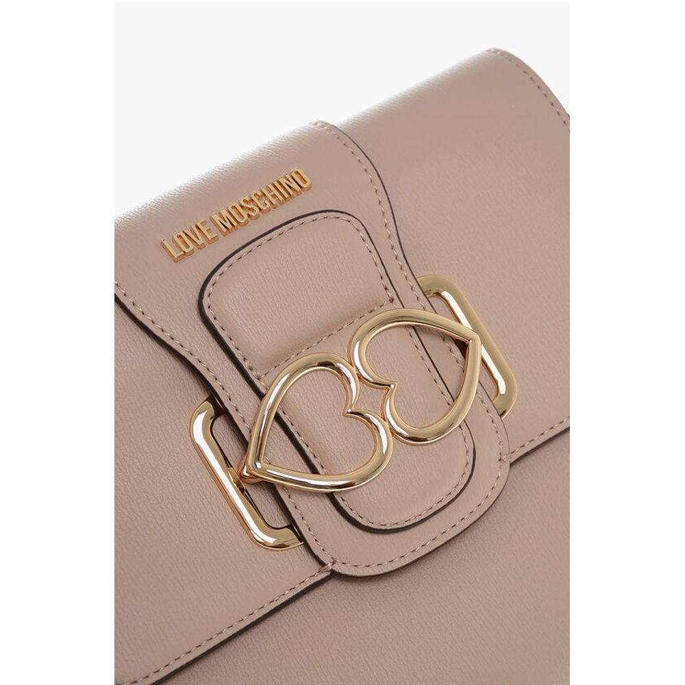 LOVE Faux Leather Crossbody Bag with Double Metal Heart
