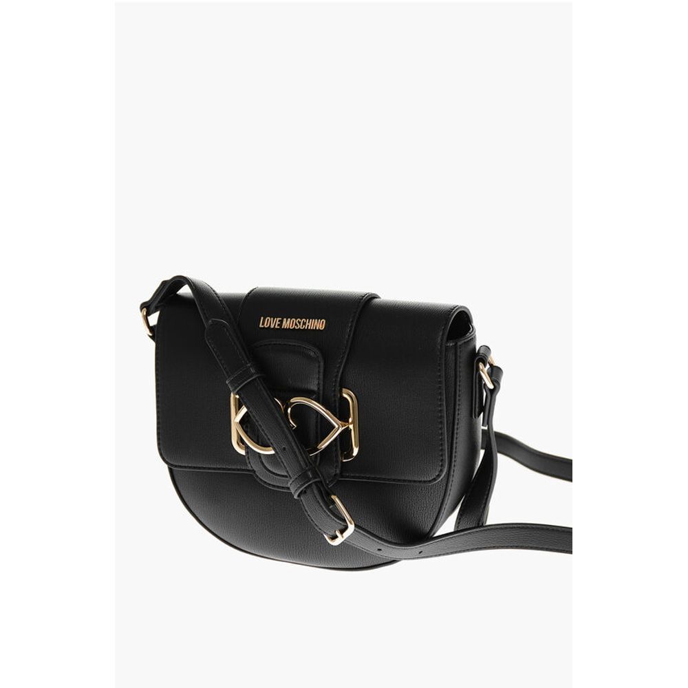 LOVE Faux Leather Crossbody Bag with Double Metal Heart