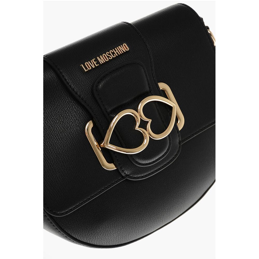 LOVE Faux Leather Crossbody Bag with Double Metal Heart