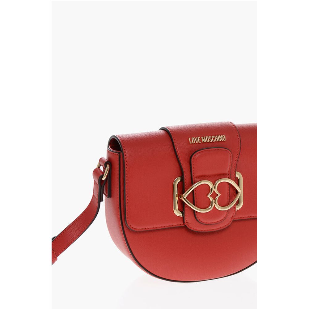 LOVE Faux Leather Crossbody Bag with Double Metal Heart