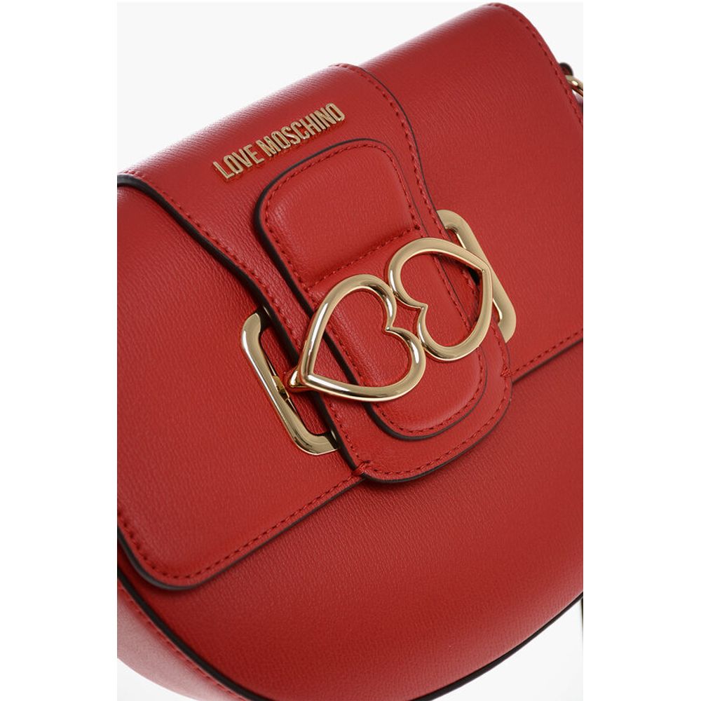 LOVE Faux Leather Crossbody Bag with Double Metal Heart