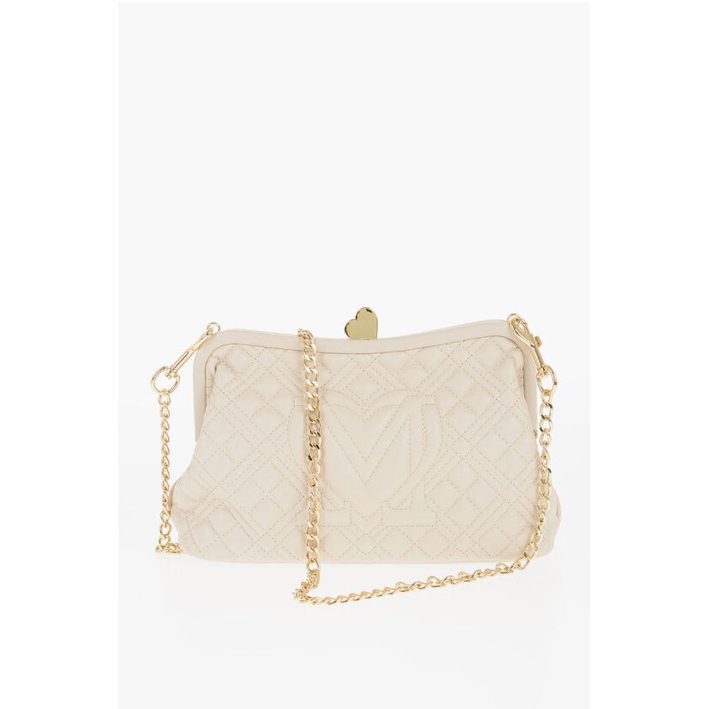 LOVE Quilted Faux Leather Bag with Golden Chain and Heart De