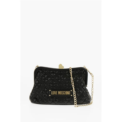 LOVE Quilted Faux Leather Bag with Golden Chain and Heart De